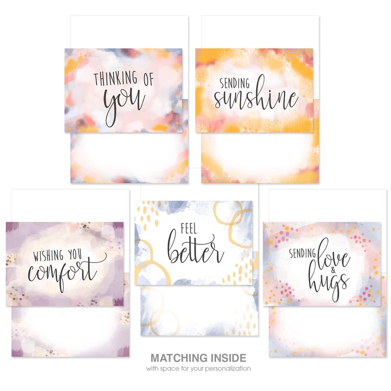 Canopy Street Simple Sentiments Greeting Cards / 25 Encouragement Card Pack With White Envelopes / 5 Thoughtful Designs / 5" x 7" Sympathy Thinking Of You Cards - Image 2